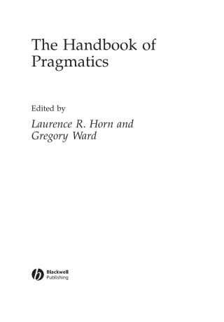 Imagen de portada: The Handbook of Pragmatics 1st edition 9780631225478
