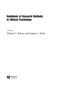 Titelbild: Handbook of Research Methods in Clinical Psychology 1st edition 9780631226734