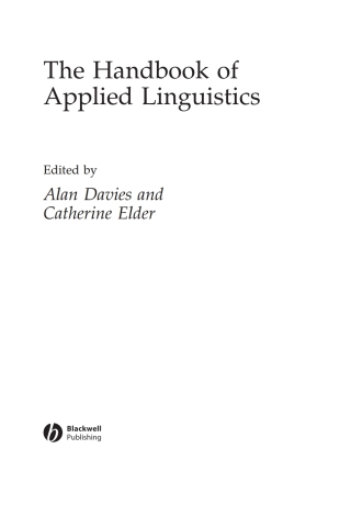 Imagen de portada: The Handbook of Applied Linguistics 1st edition 9780631228998