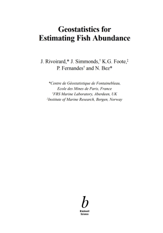 表紙画像: Geostatistics for Estimating Fish Abundance 1st edition 9780632054442