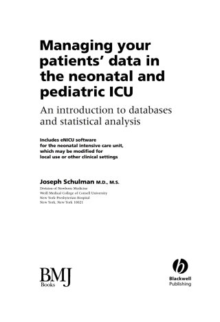 Imagen de portada: Managing your Patients' Data in the Neonatal and Pediatric ICU 1st edition 9780727918703
