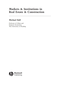 صورة الغلاف: Markets and Institutions in Real Estate and Construction 1st edition 9781405110990