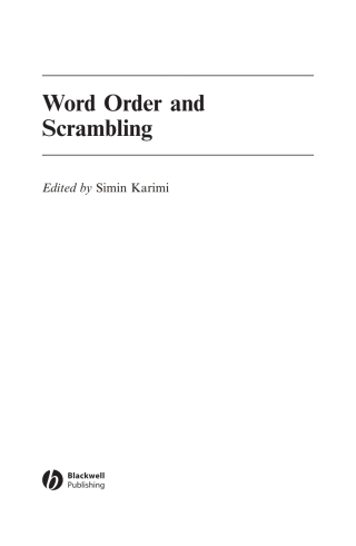 Titelbild: Word Order and Scrambling 1st edition 9780631233275