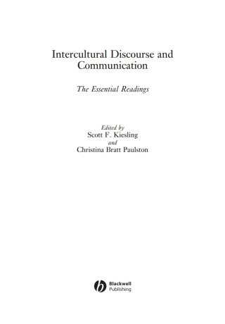 Cover image: Intercultural Discourse and Communication: The Essential Readings 1st edition 9780631235446