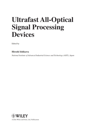 Titelbild: Ultrafast All-Optical Signal Processing Devices 1st edition 9780470518205