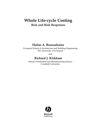 Cover image: Whole Life-Cycle Costing 1st edition 9781405107860