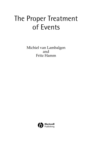 Omslagafbeelding: The Proper Treatment of Events 1st edition 9781405112130