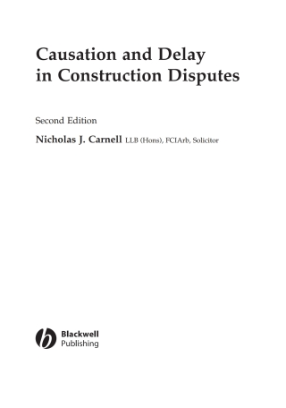 صورة الغلاف: Causation and Delay in Construction Disputes 2nd edition 9781405118163