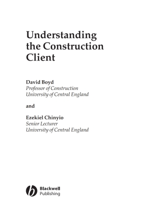 Cover image: Understanding the Construction Client 1st edition 9781405129787