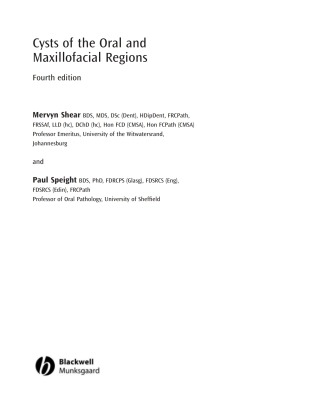 Cover image: Cysts of the Oral and Maxillofacial Regions 4th edition 9781405149372