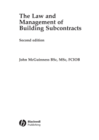 Cover image: The Law and Management of Building Subcontracts 2nd edition 9781405161022