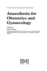 Imagen de portada: Anaesthesia for Obstetrics and Gynaecology 1st edition 9780727912763