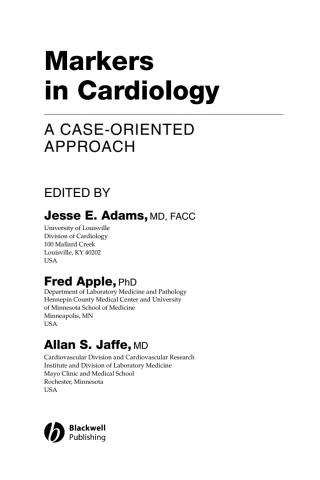 Cover image: Markers in Cardiology: A Case-Oriented Approach 1st edition 9781405134187