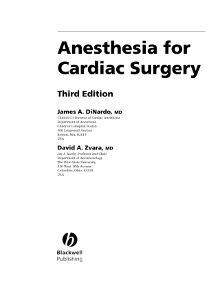 Immagine di copertina: Anesthesia for Cardiac Surgery 1st edition 9781405153638