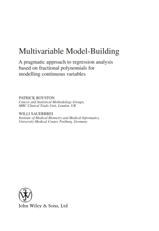 Cover image: Multivariable Model - Building 1st edition 9780470028421