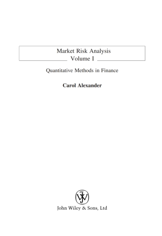 Cover image: Market Risk Analysis, Volume I, Quantitative Methods in Finance 1st edition 9780470998007