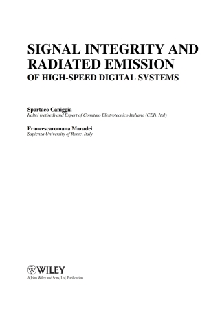 Cover image: Signal Integrity and Radiated Emission of High-Speed Digital Systems 1st edition 9780470511664