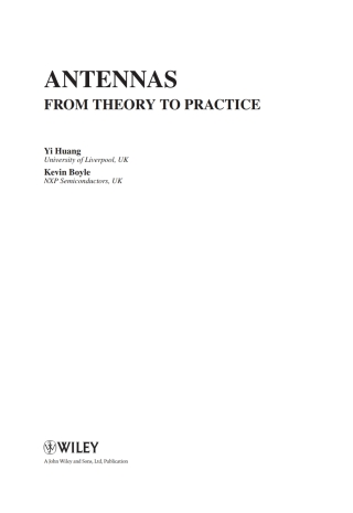 Immagine di copertina: Antennas: From Theory to Practice 1st edition 9780470510285