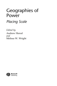 Cover image: Geographies of Power: Placing Scale 1st edition 9780631225577