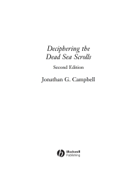 Cover image: Deciphering the Dead Sea Scrolls 1st edition 9780631229933