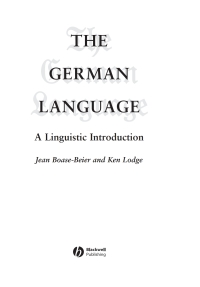 Cover image: The German Language: A Linguistic Introduction 1st edition 9780631231394