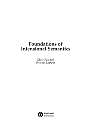 Immagine di copertina: Foundations of Intensional Semantics 1st edition 9780631233756