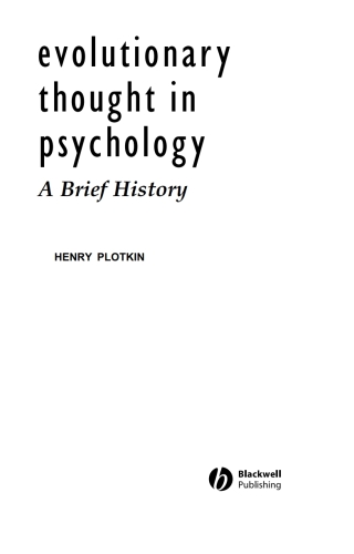 Imagen de portada: Evolutionary Thought in Psychology 1st edition 9781405113786