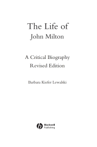 Imagen de portada: The Life of John Milton 1st edition 9780631176657