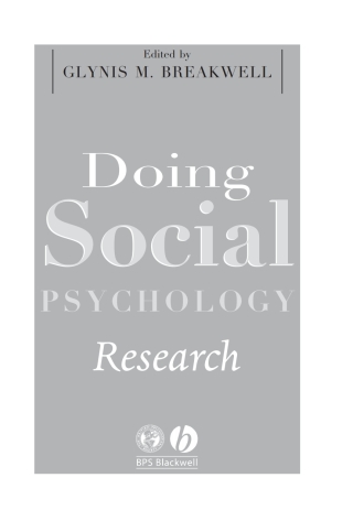 Cover image: Doing Social Psychology Research 1st edition 9781405108119