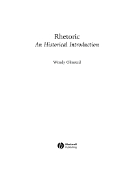 Imagen de portada: Rhetoric: An Historical Introduction 1st edition 9781405117722