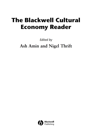 Imagen de portada: The Blackwell Cultural Economy Reader 1st edition 9780631234296