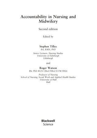 Cover image: Accountability in Nursing and Midwifery 1st edition 9780632064694