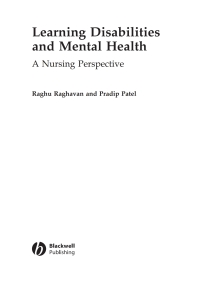 Cover image: Learning Disabilities and Mental Health: A Nursing Perspective 1st edition 9781405106153