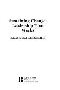 Cover image: Sustaining Change: Leadership That Works 1st edition 9780470724545