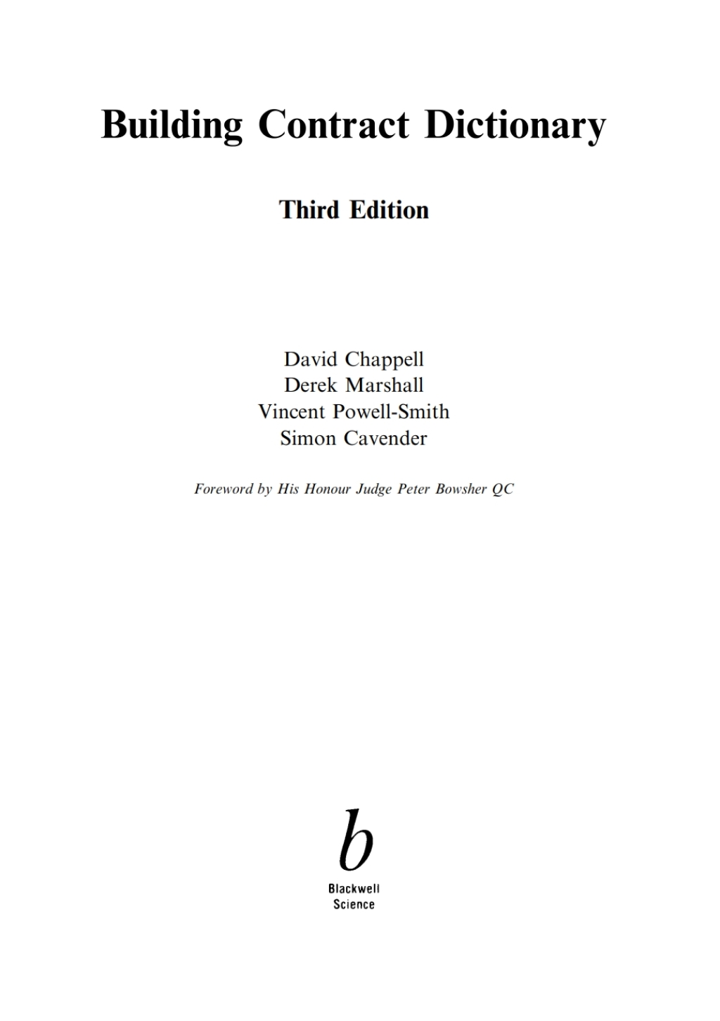 Building Contract Dictionary 1st Edition