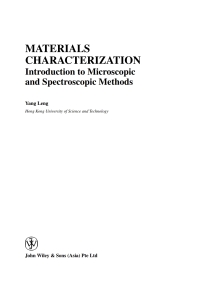 Cover image: Materials Characterization 1st edition 9780470822982