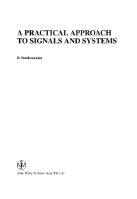 Cover image: A Practical Approach to Signals and Systems 1st edition 9780470823538