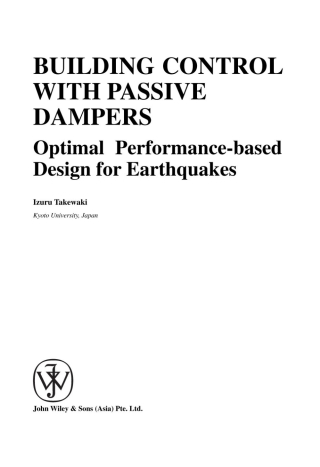 Cover image: Building Control with Passive Dampers 1st edition 9780470824917