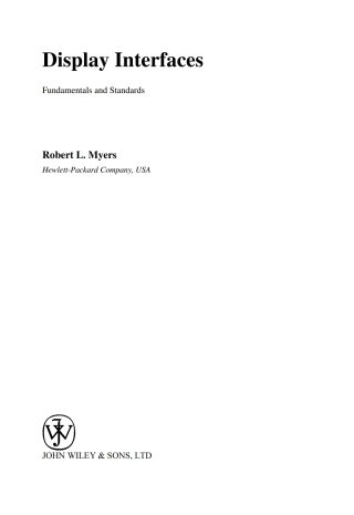Cover image: Display Interfaces: Fundamentals and Standards 1st edition 9780471499466