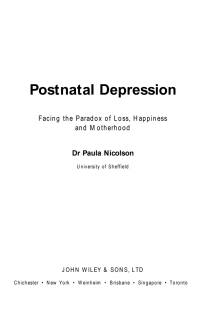 Cover image: Postnatal Depression 1st edition 9780471485278