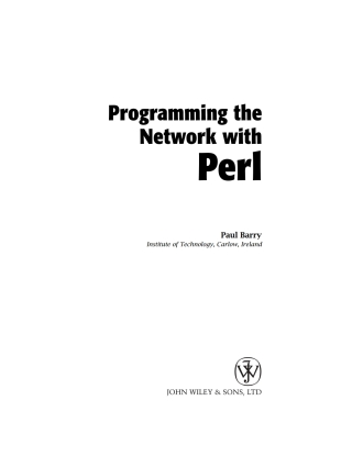 Cover image: Programming the Network with Perl 1st edition 9780471486701