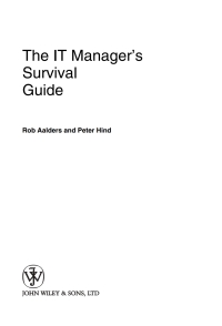 Cover image: The IT Manager's Survival Guide 1st edition 9780470844540