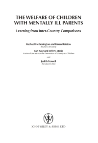 Cover image: The Welfare of Children with Mentally Ill Parents 1st edition 9780471497240