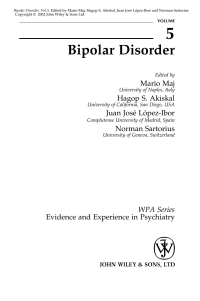 Imagen de portada: Bipolar Disorder 1st edition 9780471560371