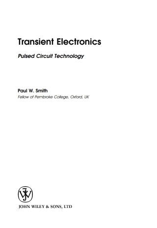 Imagen de portada: Transient Electronics 1st edition 9780471977735