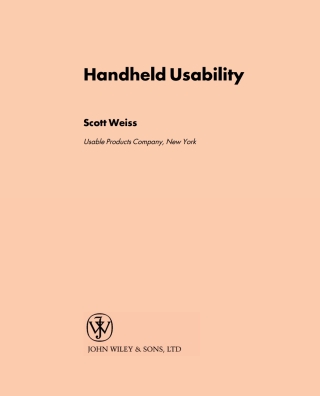 Imagen de portada: Handheld Usability 1st edition 9780470844465