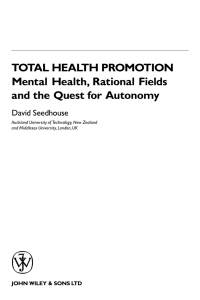 Cover image: Total Health Promotion 1st edition 9780471490135