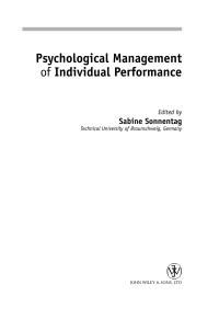 Cover image: Psychological Management of Individual Performance 1st edition 9780471877264