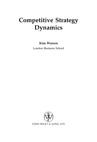 Imagen de portada: Competitive Strategy Dynamics 1st edition 9780471899495