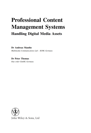 Cover image: Professional Content Management Systems 1st edition 9780470855423